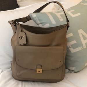 Tory Burch Tan Purse front pocket with adjustable shoulder strap: Good Condition